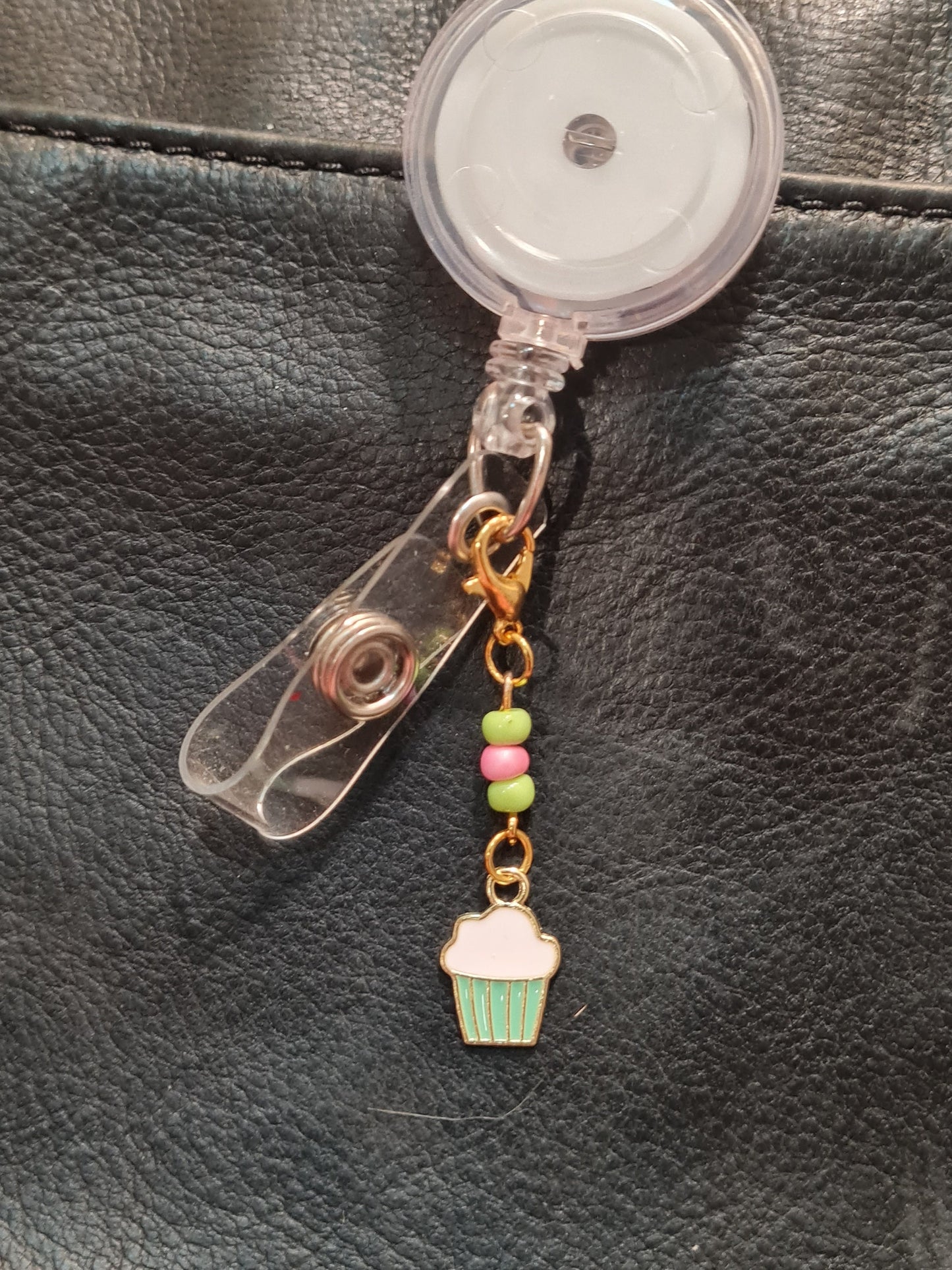Cupcake ~ ID Badge Reel Charm ~ Custom Made Charms  ~ Badge Buddy ~ Badge Accessories ~ Sweet Treat ~ Badge Charm ~ Cupcakes
