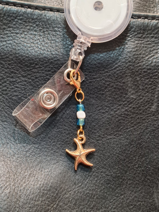 Star Fish ~ ID Badge Reel Charm ~ Custom Made Charms  ~ Badge Buddy ~ Badge Accessories ~ Beach ~ Badge Charm ~ Sea Life