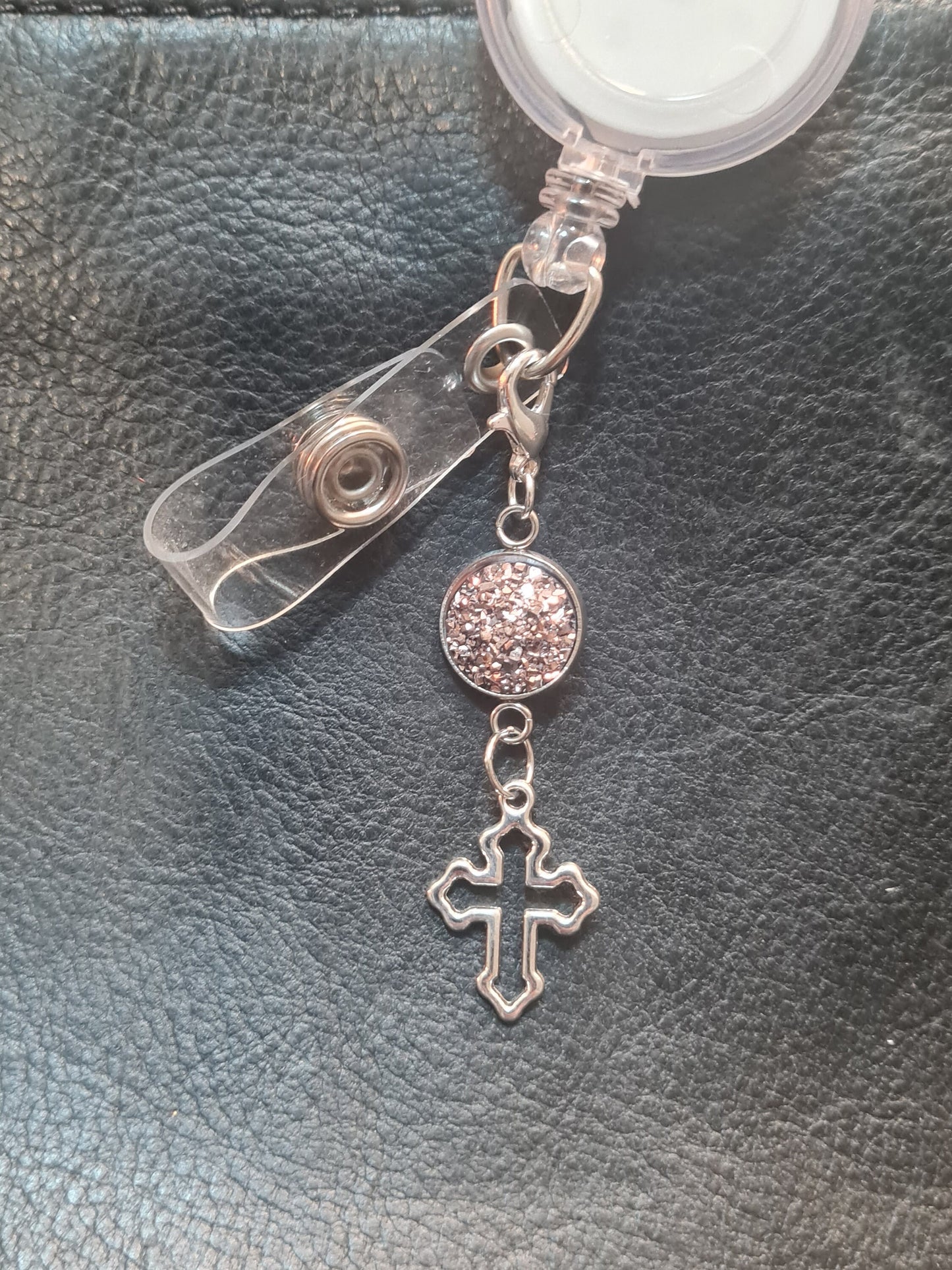 Cross ~ Sparkling Charm ~ ID Badge Reel Charm ~ Custom Made Charms ~ Badge Buddy ~ Badge Accessories