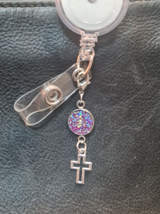 Cross ~ Sparkling Charm ~ ID Badge Reel Charm ~ Custom Made Charms ~ Badge Buddy ~ Badge Accessories