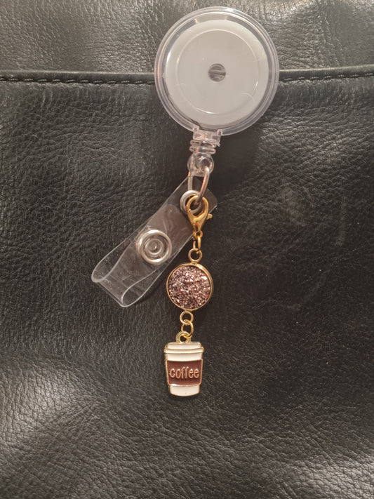 Coffee Charm ~ Sparkling Charm ~ ID Badge Reel Charm ~ Custom Made Charms ~ Badge Buddy ~ Badge Accessories ~ Java ~ Coffee
