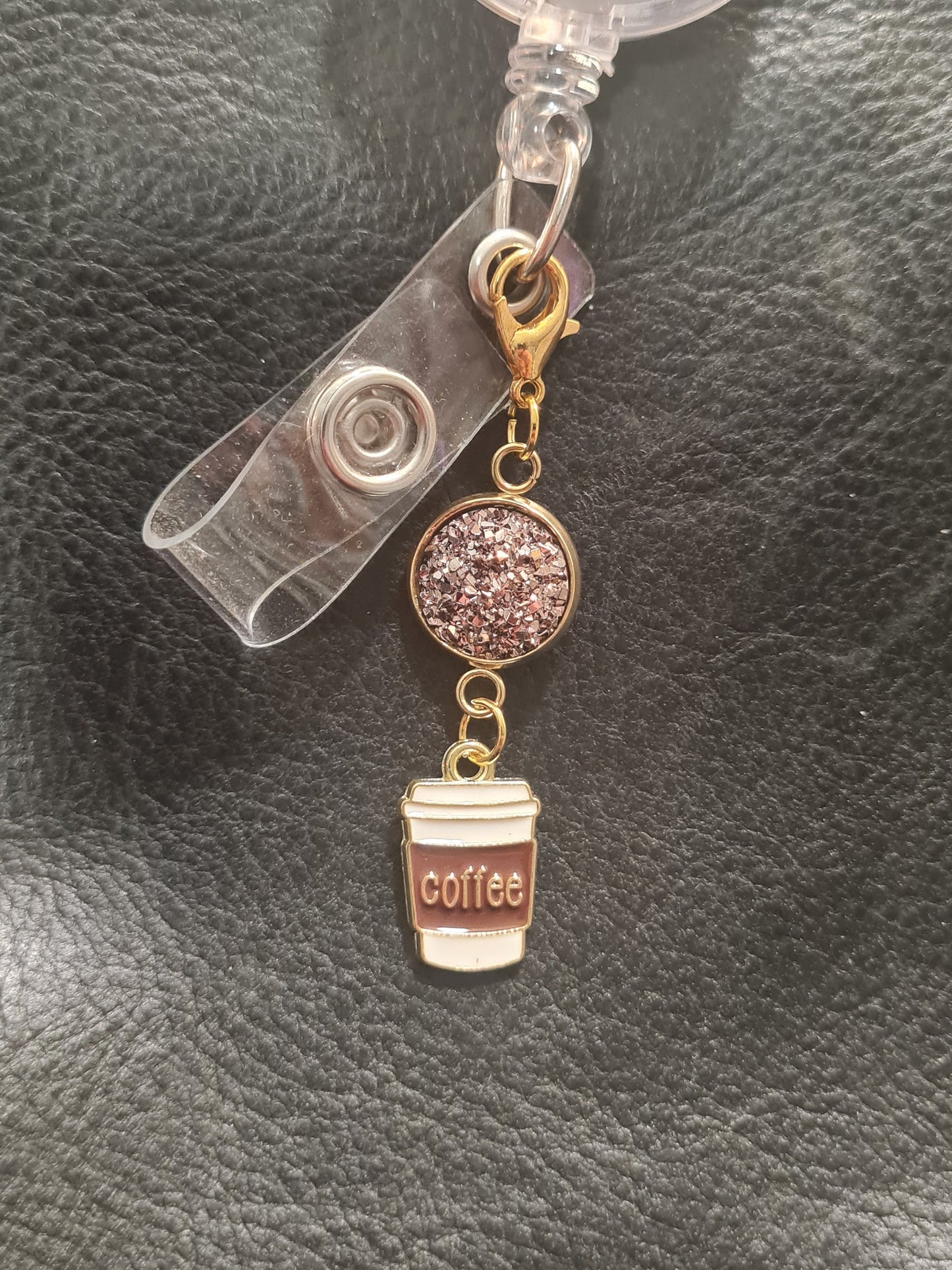 Coffee Charm ~ Sparkling Charm ~ ID Badge Reel Charm ~ Custom Made Charms ~ Badge Buddy ~ Badge Accessories ~ Java ~ Coffee