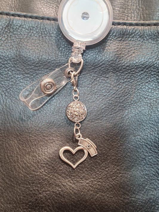 Nurse Charm ~ Sparkling Charm ~ ID Badge Reel Charm ~ Custom Made Charms ~ Badge Buddy ~ Badge Accessories ~ Nurses Cap ~ RN Badge Charm