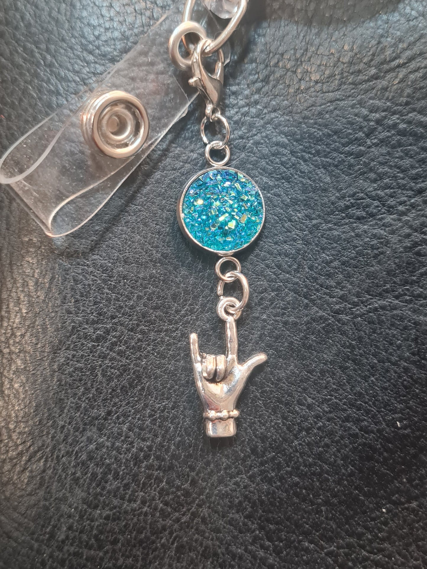 I Love You Charm ~ Sparkling Charm ~ ID Badge Reel Charm ~ Custom Made Charms ~ Badge Buddy ~ Badge Accessories ~ Sign Language ~ ASL