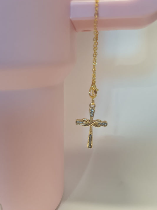 Sparkley Cross Tumbler Charm ~ Stanley Cup Charm ~ Custom Made Charms ~ Christian Cup Charm ~ Cup Handle Charm ~ Cup Accessory