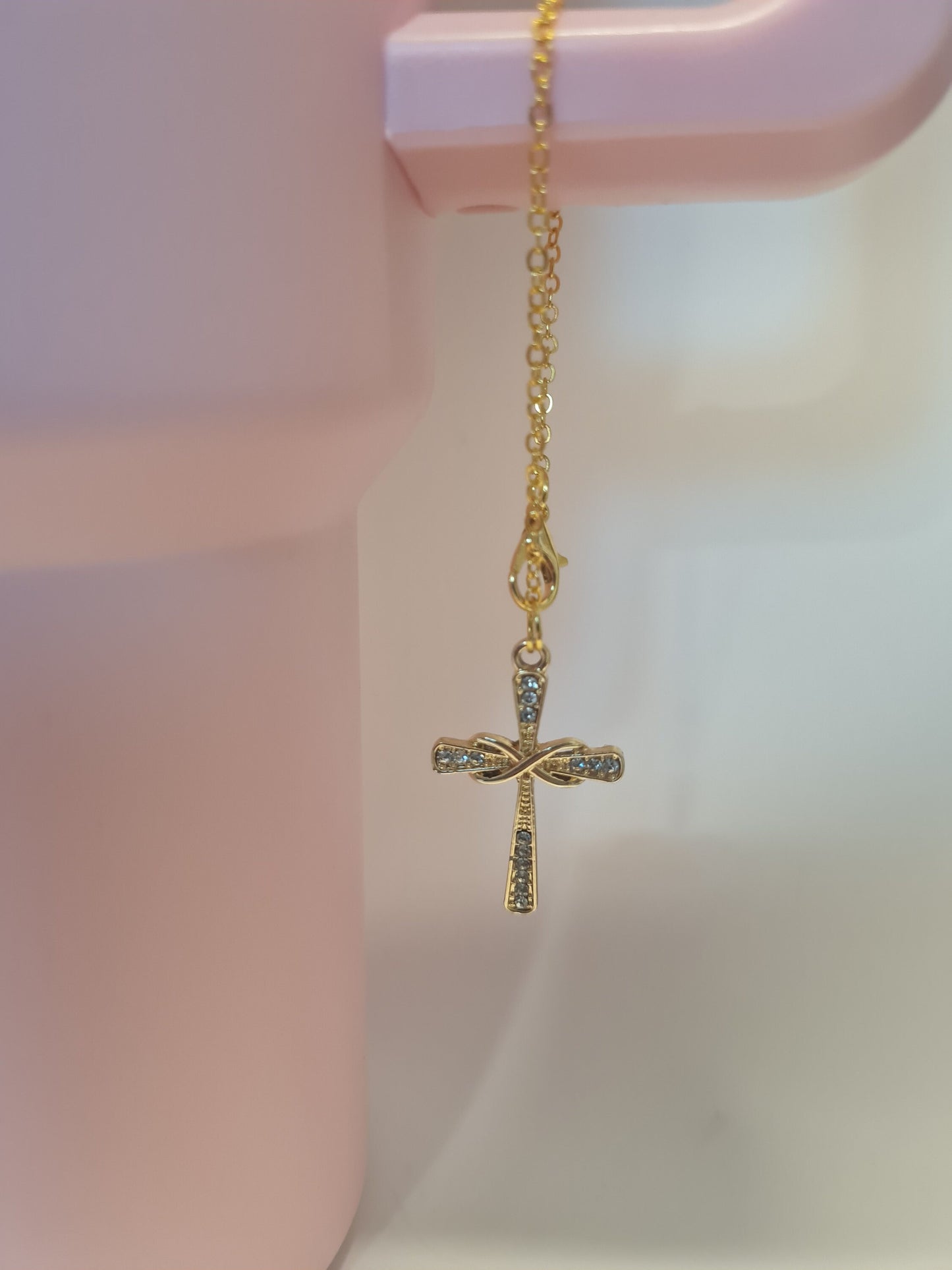 Sparkley Cross Tumbler Charm ~ Stanley Cup Charm ~ Custom Made Charms ~ Christian Cup Charm ~ Cup Handle Charm ~ Cup Accessory