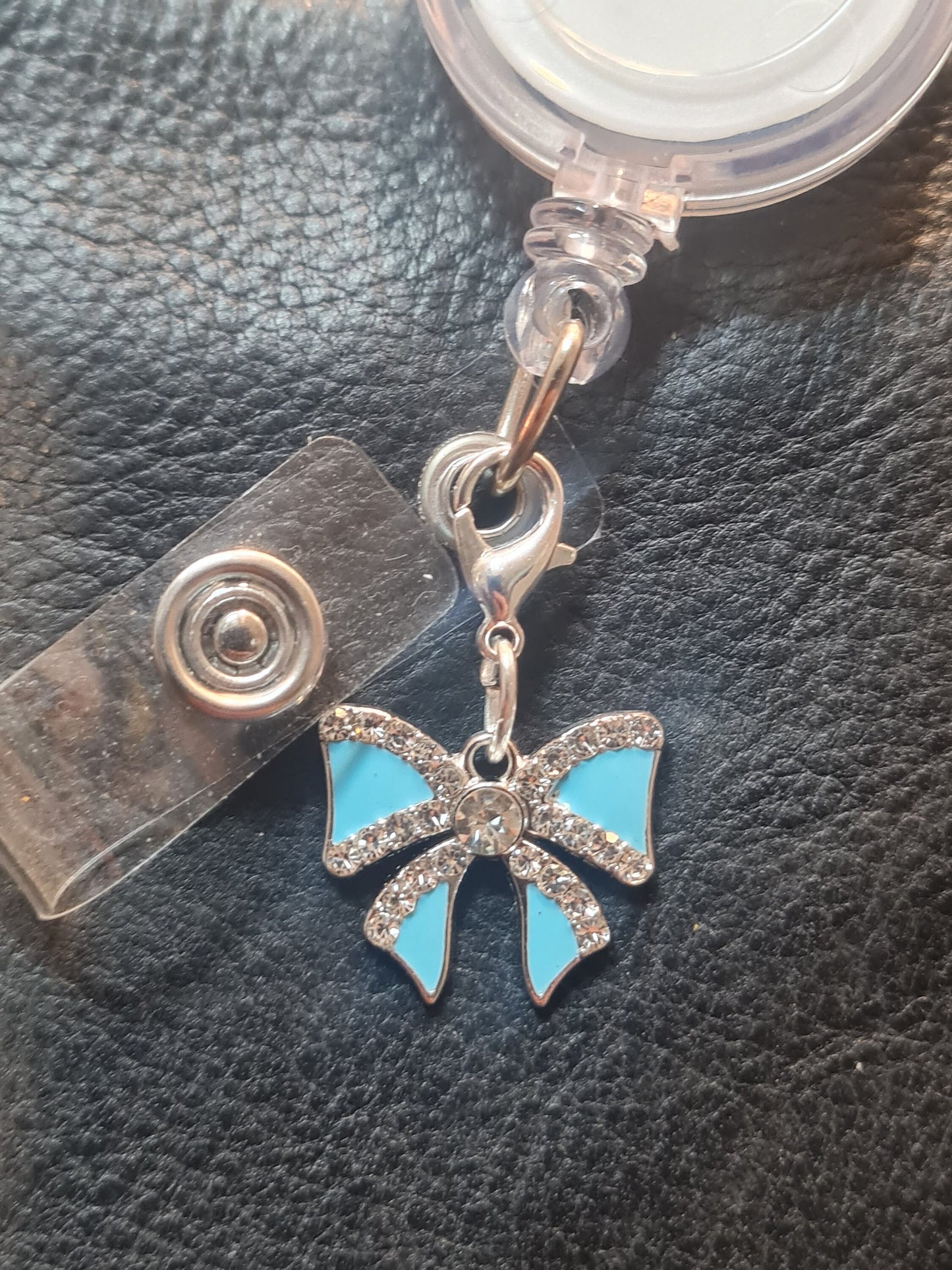 Bow Charm ~ ID Badge Reel Charm ~ Custom Made Charms ~ Badge Buddy ~ Badge Accessories ~ Sparkley Bow Charm