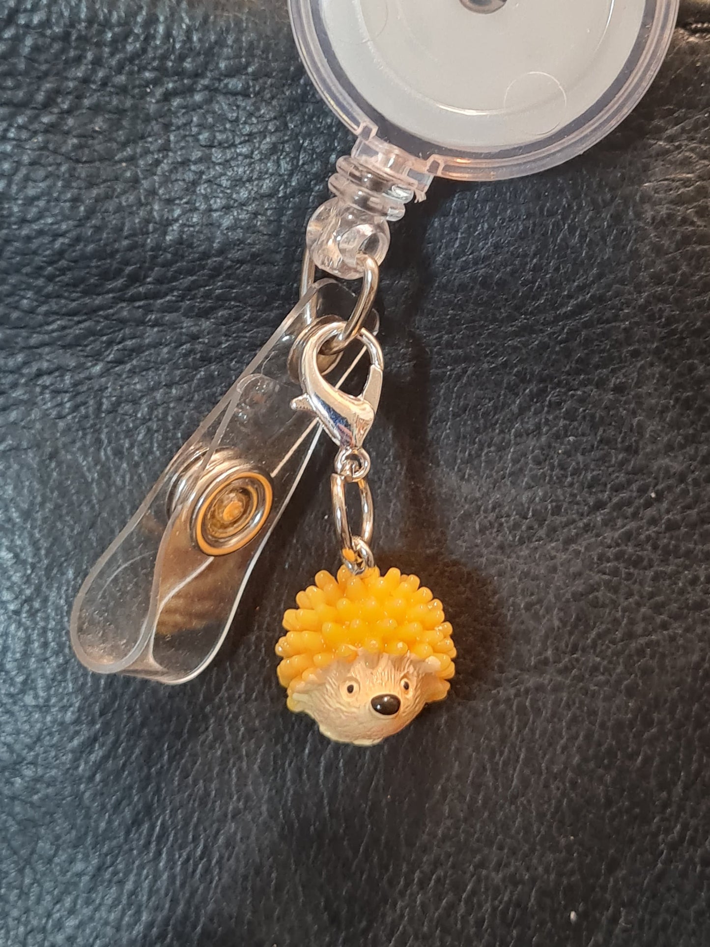 Hedgehog ~ ID Badge Reel Charm ~ Custom Made Charms ~ Badge Buddy ~ Badge Accessories