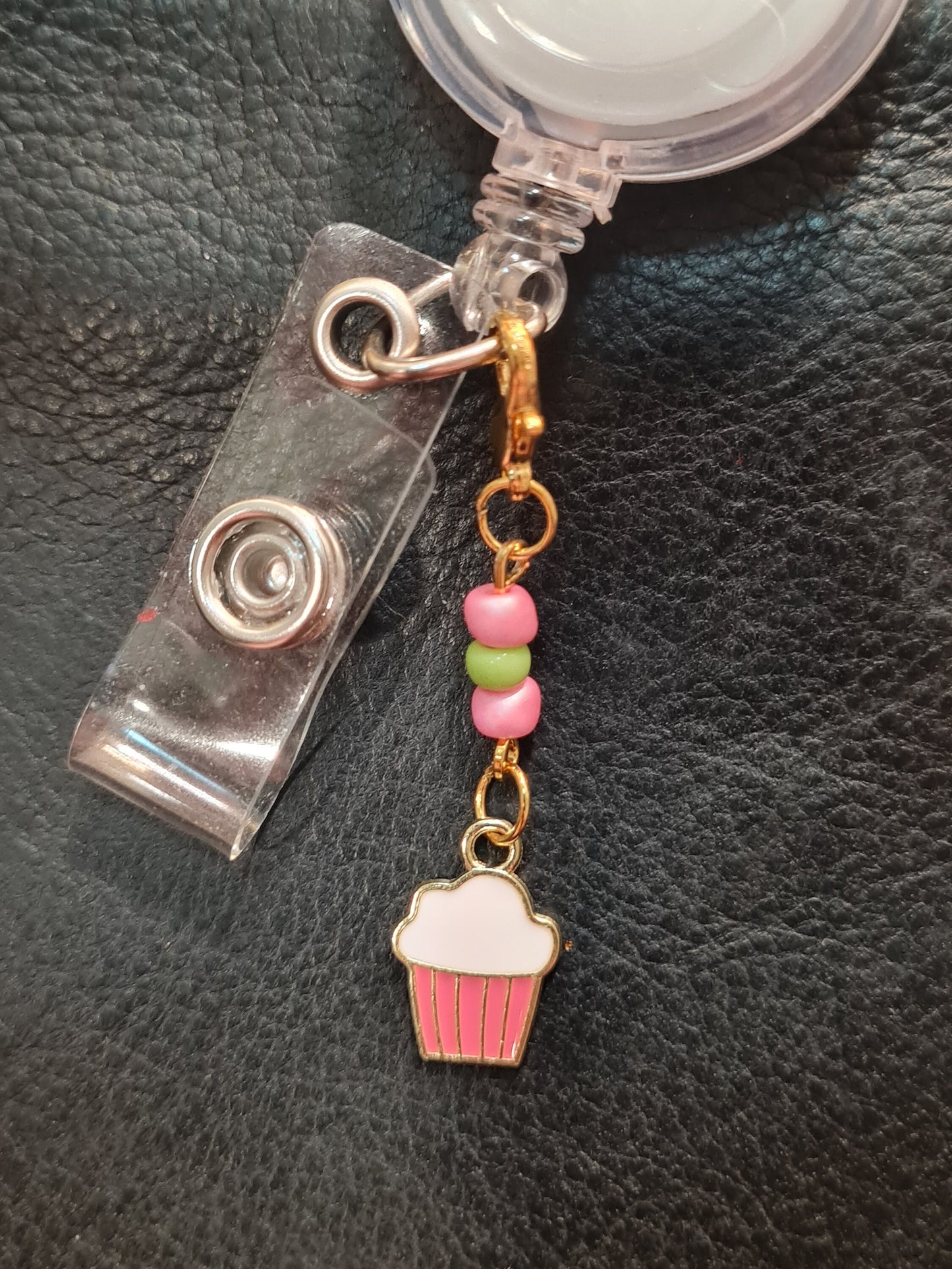 Cupcake ~ ID Badge Reel Charm ~ Custom Made Charms  ~ Badge Buddy ~ Badge Accessories ~ Sweet Treat ~ Badge Charm ~ Cupcakes