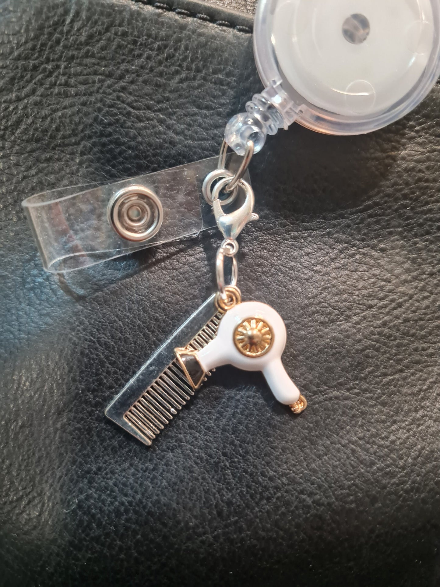 Hairdresser ~ ID Badge Reel Charm ~ Custom Made Charms ~ Badge Buddy ~ Badge Accessories ~ Beauty School ~ Beautician ~ Hair Stylist~Stylist