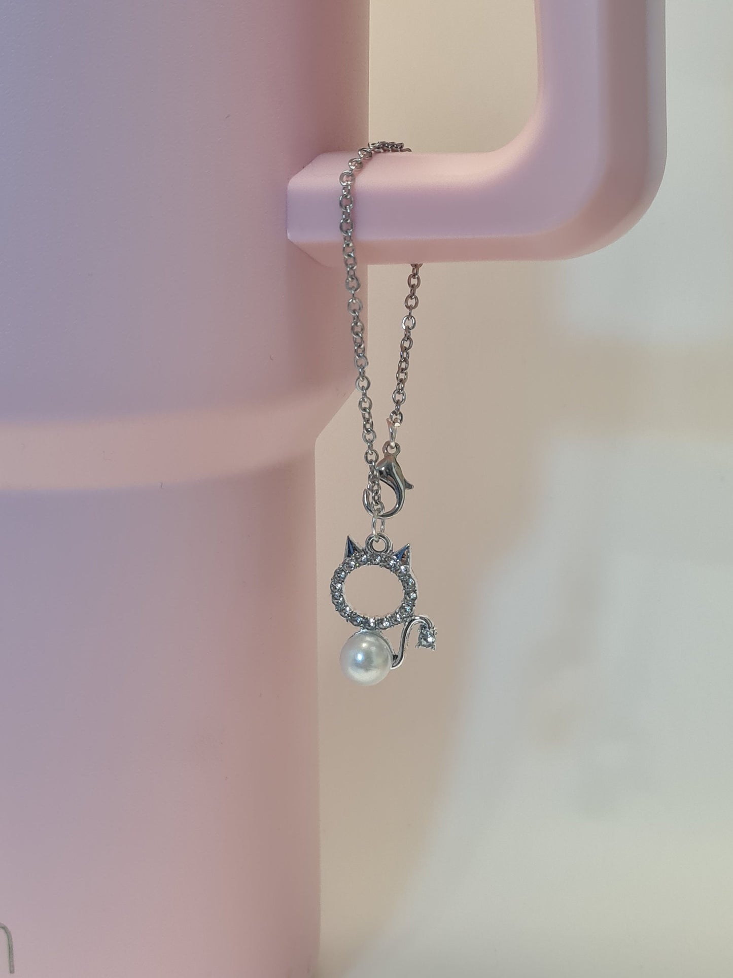 Cat Pearl Tumbler Charm ~ Stanley Cup Charm ~ Custom Made Charms ~ Cup Accessory ~ Kitty ~ Fur Baby