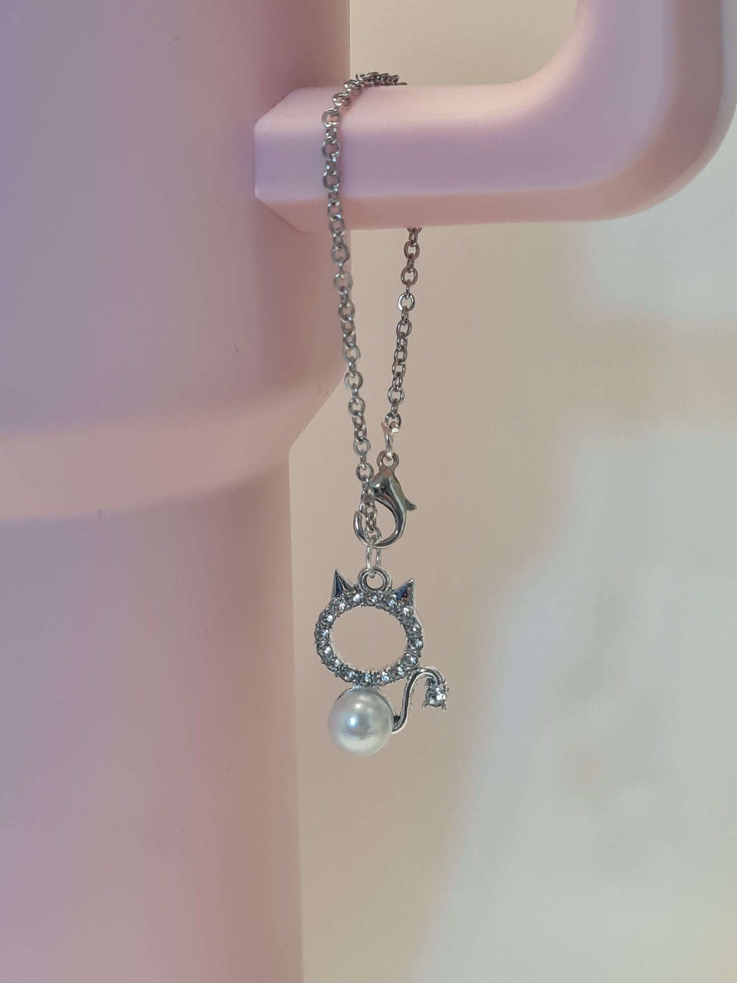 Cat Pearl Tumbler Charm ~ Stanley Cup Charm ~ Custom Made Charms ~ Cup Accessory ~ Kitty ~ Fur Baby