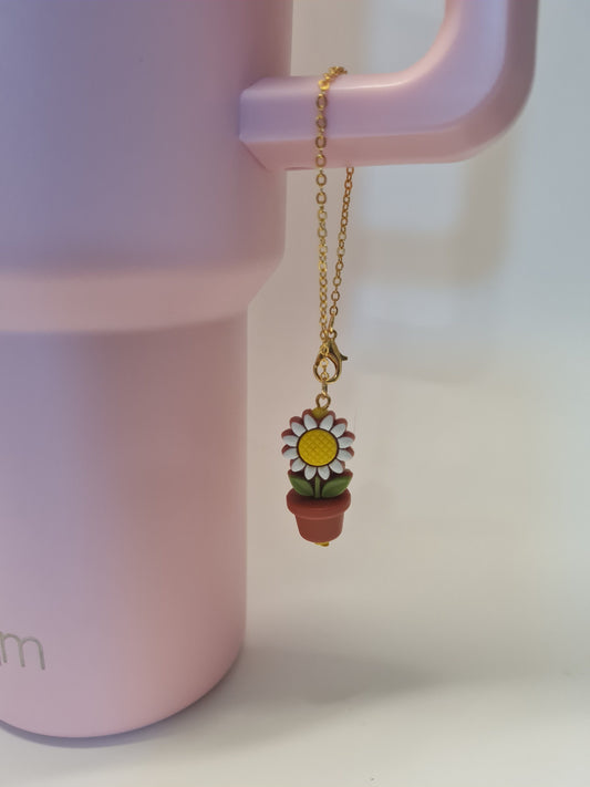 Cute Flowerpot Tumbler Charm ~ Stanley Cup Charm ~ Custom Made Charms ~ Cup Charm ~ Cup Handle Charm ~ Daisy ~ Flower Charm ~ Cup Accessory