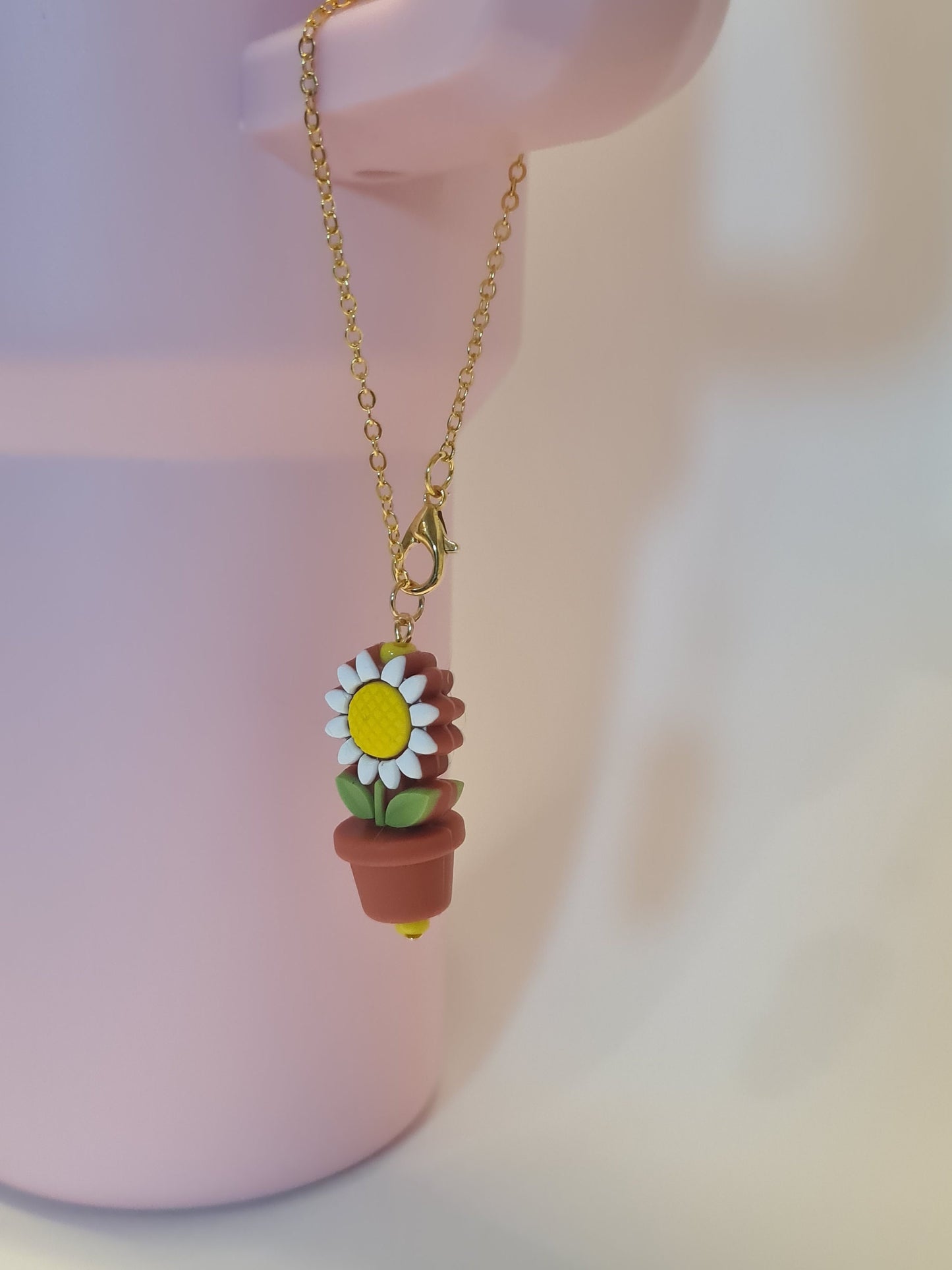 Cute Flowerpot Tumbler Charm ~ Stanley Cup Charm ~ Custom Made Charms ~ Cup Charm ~ Cup Handle Charm ~ Daisy ~ Flower Charm ~ Cup Accessory
