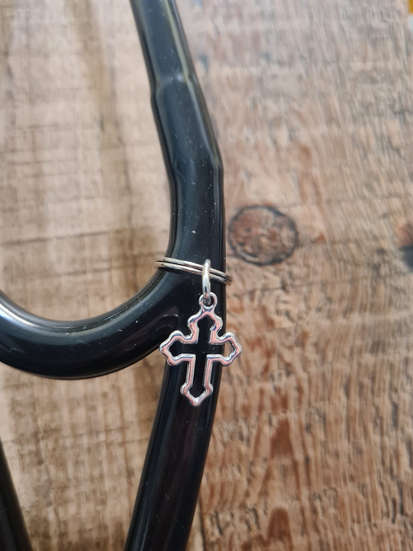 Detailed Cross ~ Stethoscope Charm ~  RN Charm ~ Medical Stethoscope Charm ~ Christian Charm ~ Physician Charm ~ Stethoscope Tag ~ OT ~ RT