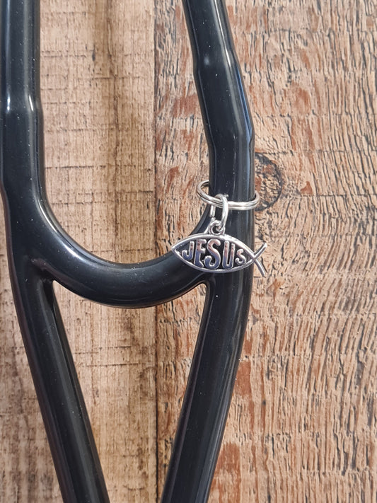 Jesus Fish ~ Stethoscope Charm ~  RN Charm ~ Medical Stethoscope Charm ~ Christian Charm ~ Physician Charm ~ Stethoscope Tag ~ OT ~ Jesus