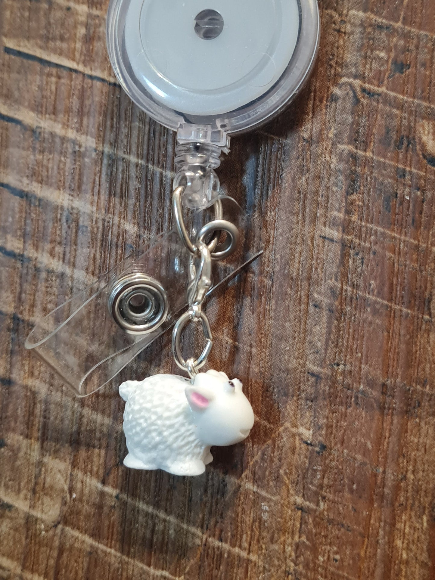 Sheep ~ ID Badge Reel Charm ~ Custom Made Charms ~ Badge Buddy ~ Badge Accessories ~ Luke 15 ~ Parable of the Lost Sheep