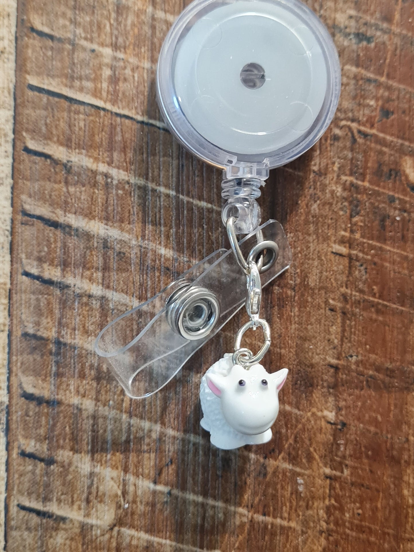 Sheep ~ ID Badge Reel Charm ~ Custom Made Charms ~ Badge Buddy ~ Badge Accessories ~ Luke 15 ~ Parable of the Lost Sheep