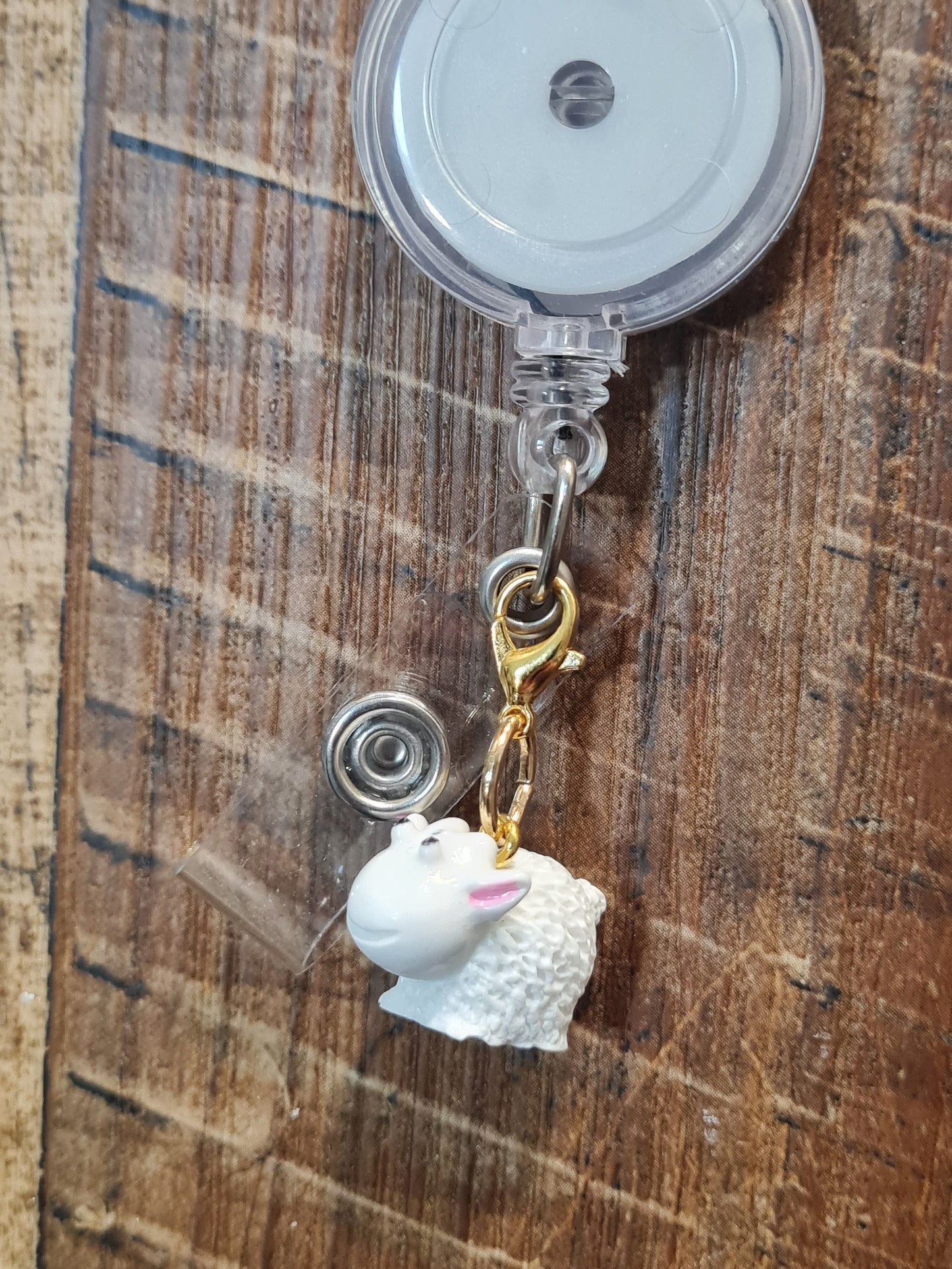 Sheep ~ ID Badge Reel Charm ~ Custom Made Charms ~ Badge Buddy ~ Badge Accessories ~ Luke 15 ~ Parable of the Lost Sheep