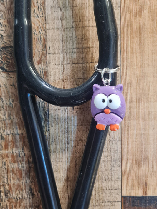 Owl ~ Stethoscope Charm ~ RN Charm ~ Medical Stethoscope Charm ~ Physician Charm ~ Stethoscope Tag ~ OT ~ PT ~ Cartoon Owl