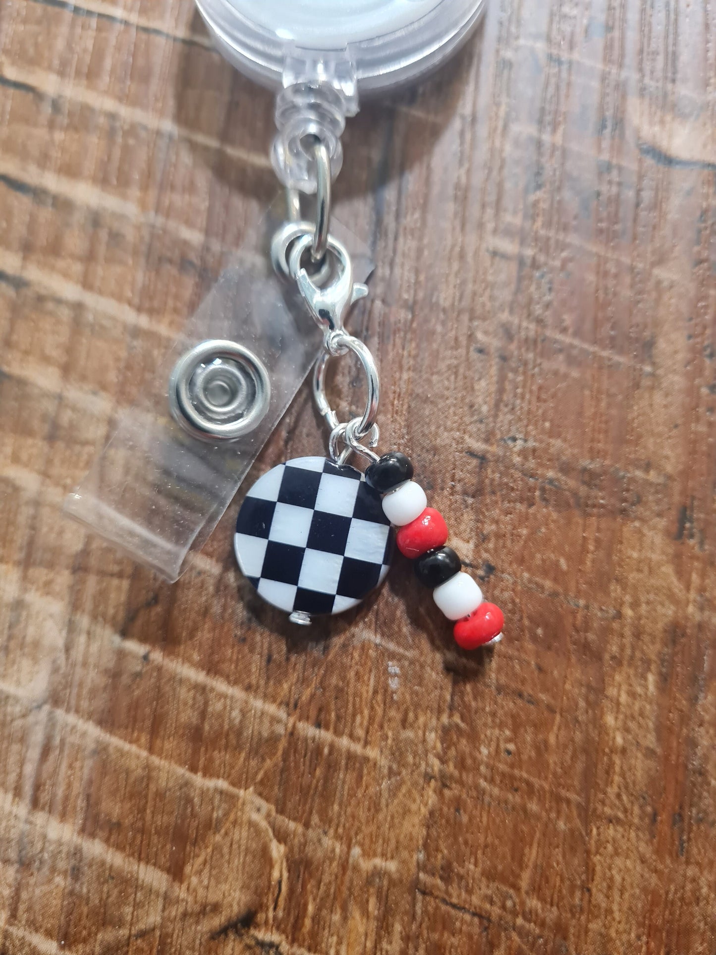 Checkered Flag ~ ID Badge Reel Charm ~ Custom Made ~ Badge Buddy ~ Badge Accessories ~ Racing Charm ~ Nascar ~ Checker Board