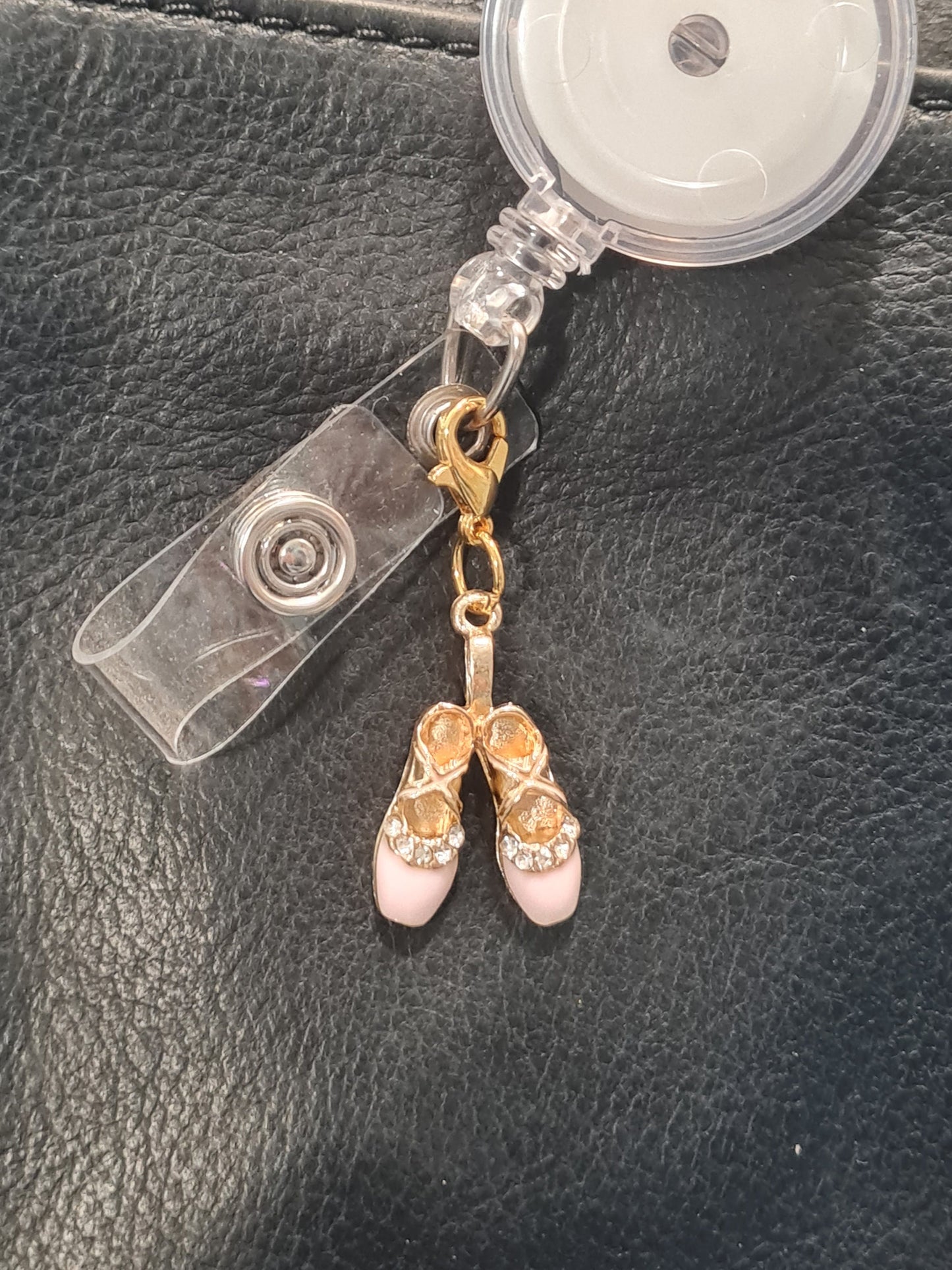Ballet Slippers ~ ID Badge Reel Charm ~ Custom Made Charms ~ Badge Buddy ~ Badge Accessories ~ Ballerina ~ Dance