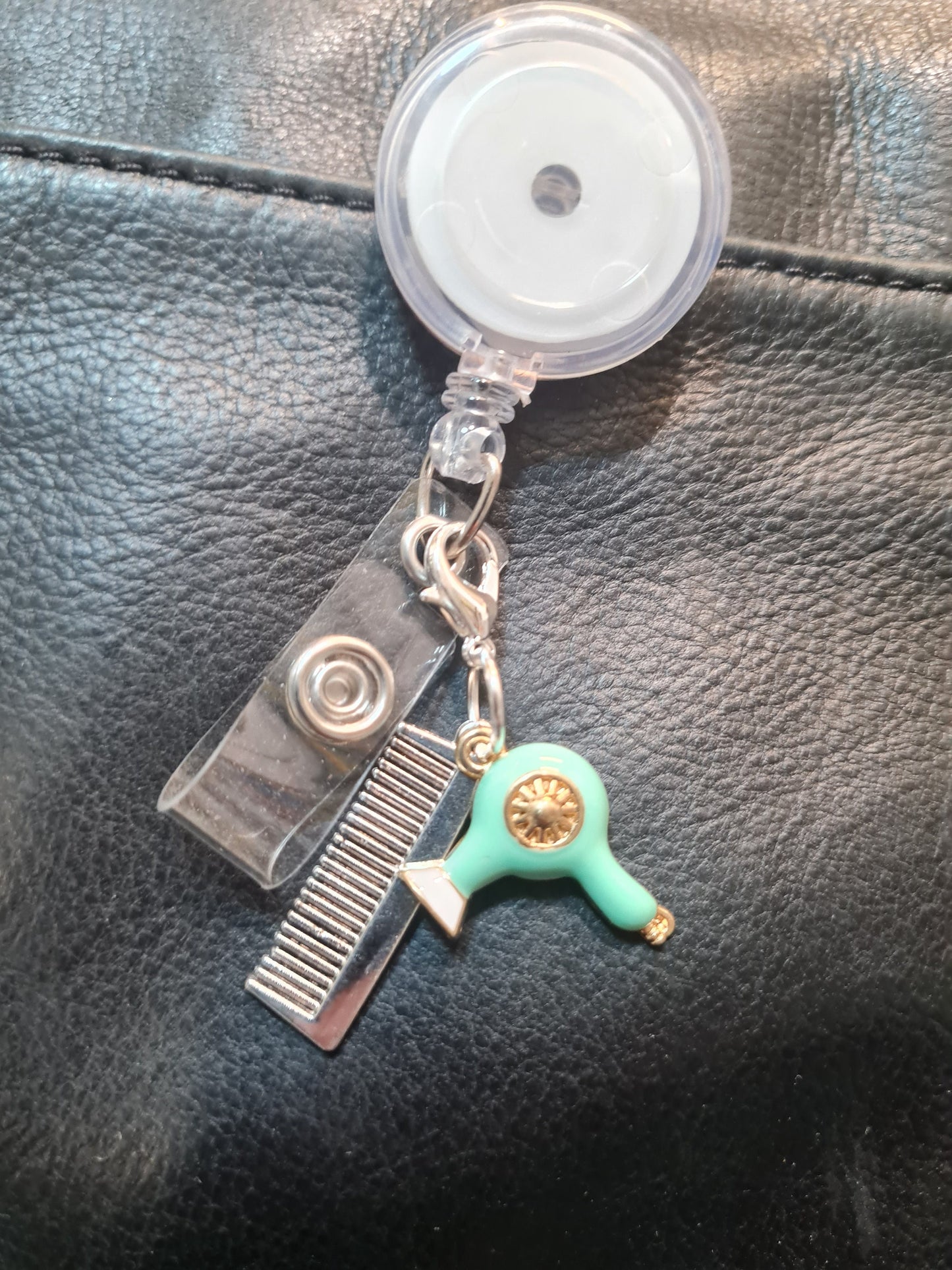 Hairdresser ~ ID Badge Reel Charm ~ Custom Made Charms ~ Badge Buddy ~ Badge Accessories ~ Beauty School ~ Beautician ~ Hair Stylist~Stylist