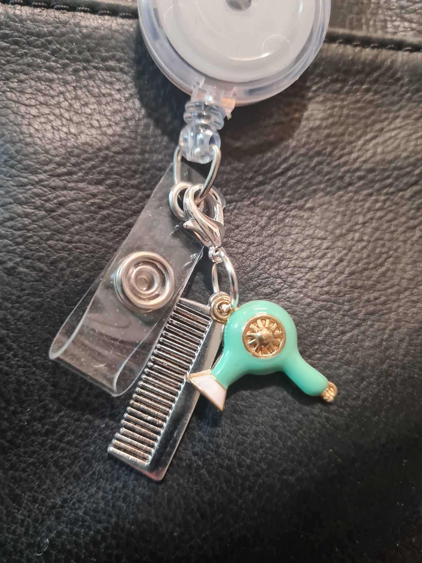 Hairdresser ~ ID Badge Reel Charm ~ Custom Made Charms ~ Badge Buddy ~ Badge Accessories ~ Beauty School ~ Beautician ~ Hair Stylist~Stylist