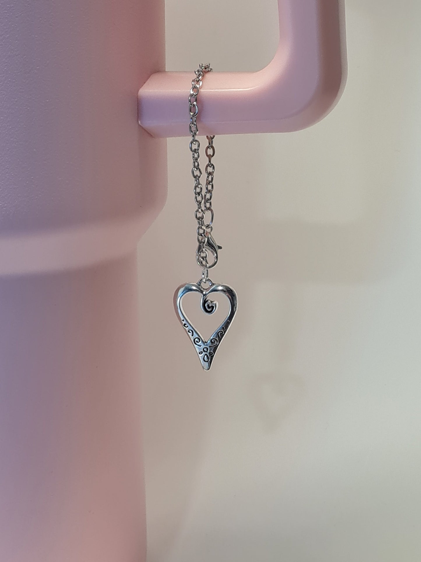 Filigree Heart Tumbler Charm ~ Stanley Cup Charm ~ 40 oz. Cup Charms ~ Cup Charm ~ Cup Handle Charm ~ Cup Accessory ~ Heart Charm