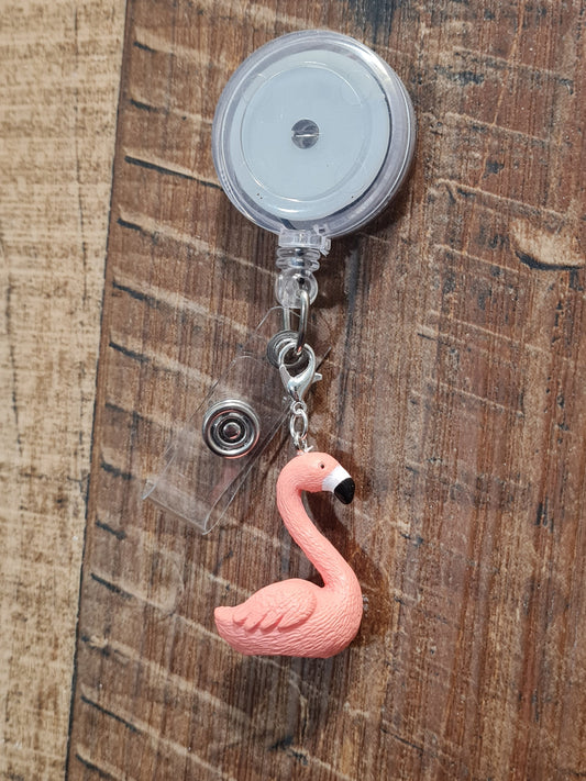 Flamingo ~ ID Badge Reel Charm ~ Custom Made Charms  ~ Badge Buddy ~ Badge Accessories ~ Pink Bird ~ Badge Charm ~ Summer Charm