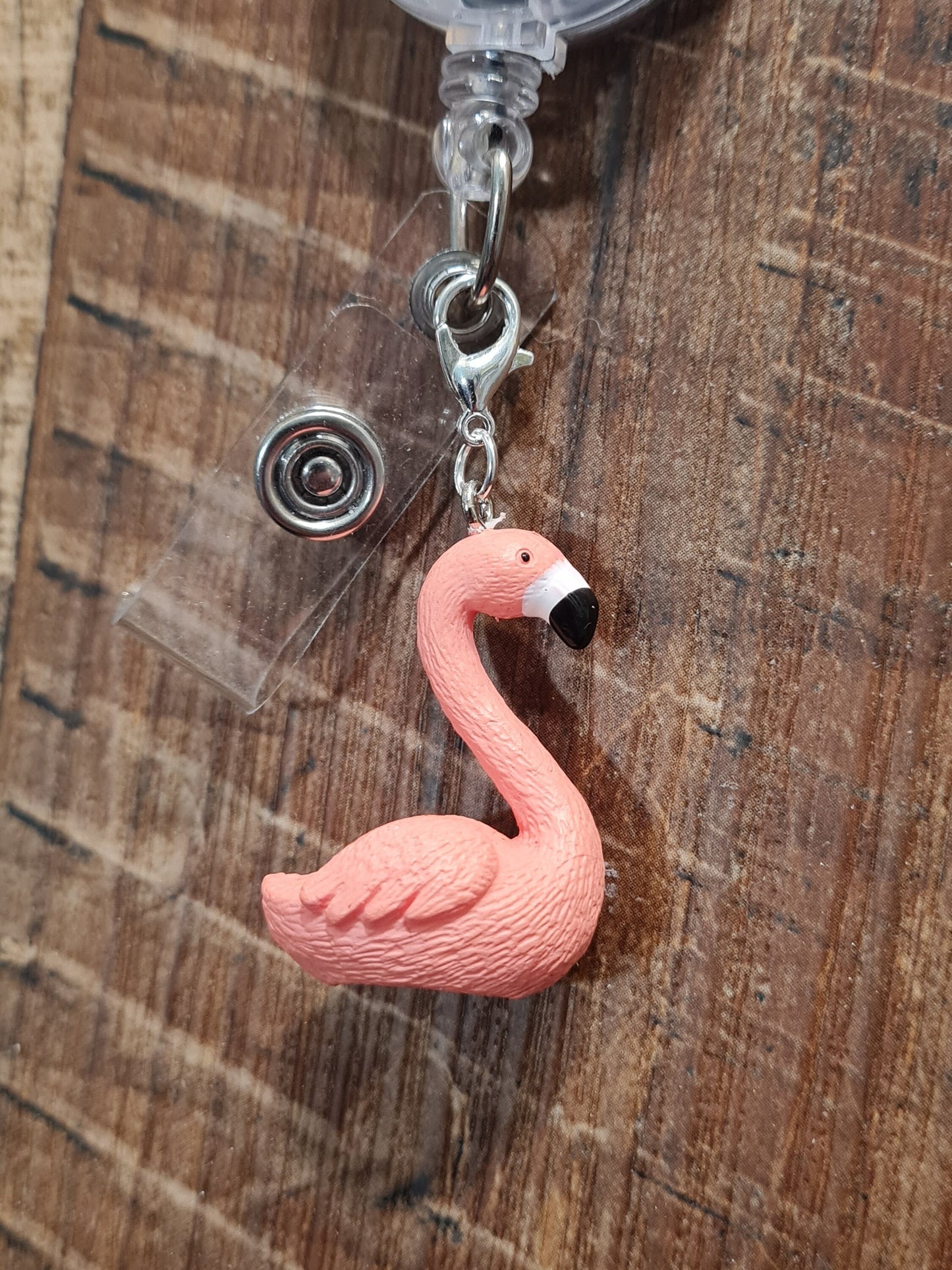 Flamingo ~ ID Badge Reel Charm ~ Custom Made Charms  ~ Badge Buddy ~ Badge Accessories ~ Pink Bird ~ Badge Charm ~ Summer Charm