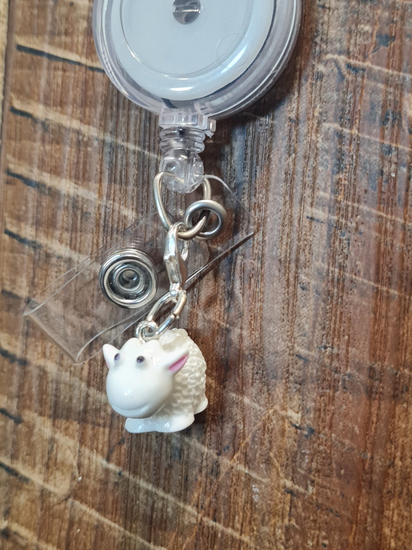 Sheep ~ ID Badge Reel Charm ~ Custom Made Charms ~ Badge Buddy ~ Badge Accessories ~ Luke 15 ~ Parable of the Lost Sheep