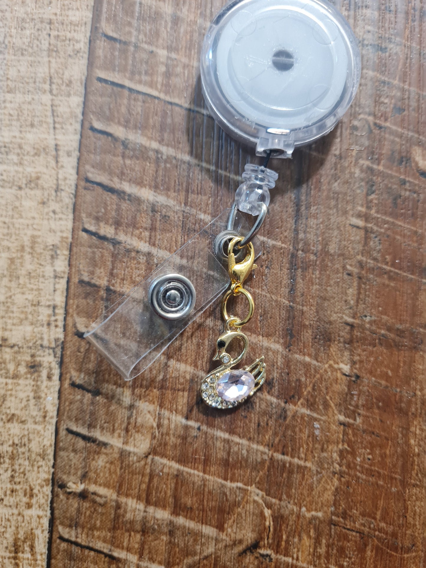 Swan ~ ID Badge Reel Charm ~ Custom Made Charms ~ Badge Buddy ~ Badge Accessories ~ Badge Charm ~ Swan Charm ~ Sparkly Charm