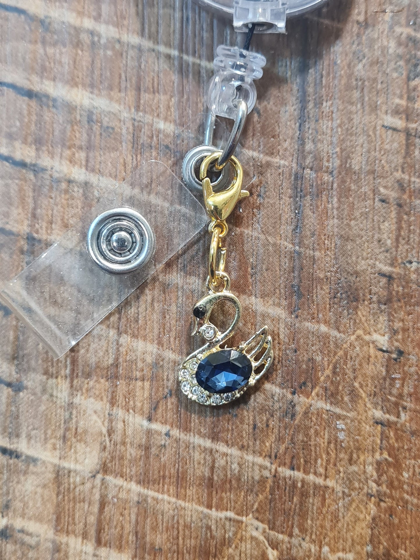 Swan ~ ID Badge Reel Charm ~ Custom Made Charms ~ Badge Buddy ~ Badge Accessories ~ Badge Charm ~ Swan Charm ~ Sparkly Charm