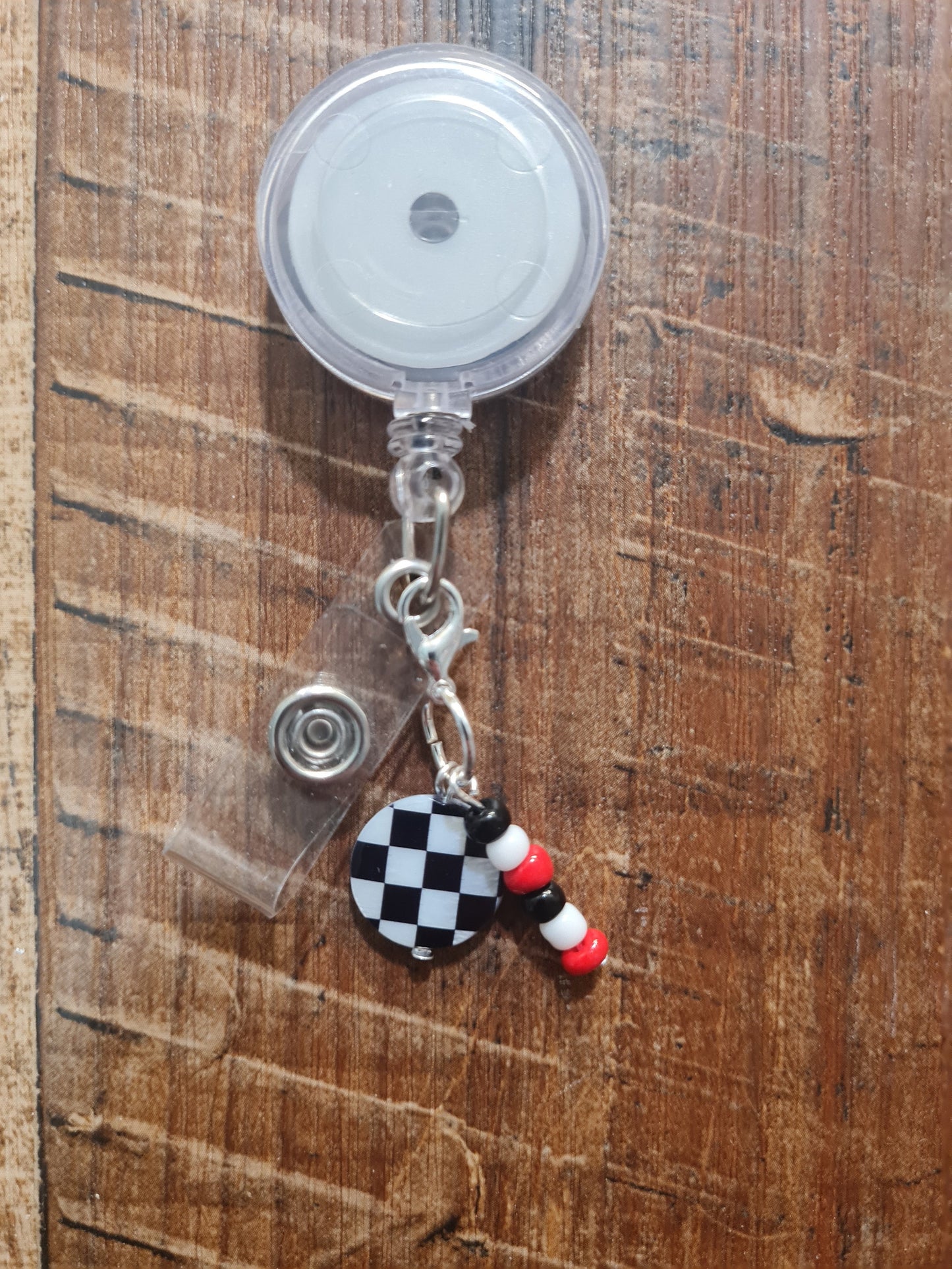 Checkered Flag ~ ID Badge Reel Charm ~ Custom Made ~ Badge Buddy ~ Badge Accessories ~ Racing Charm ~ Nascar ~ Checker Board
