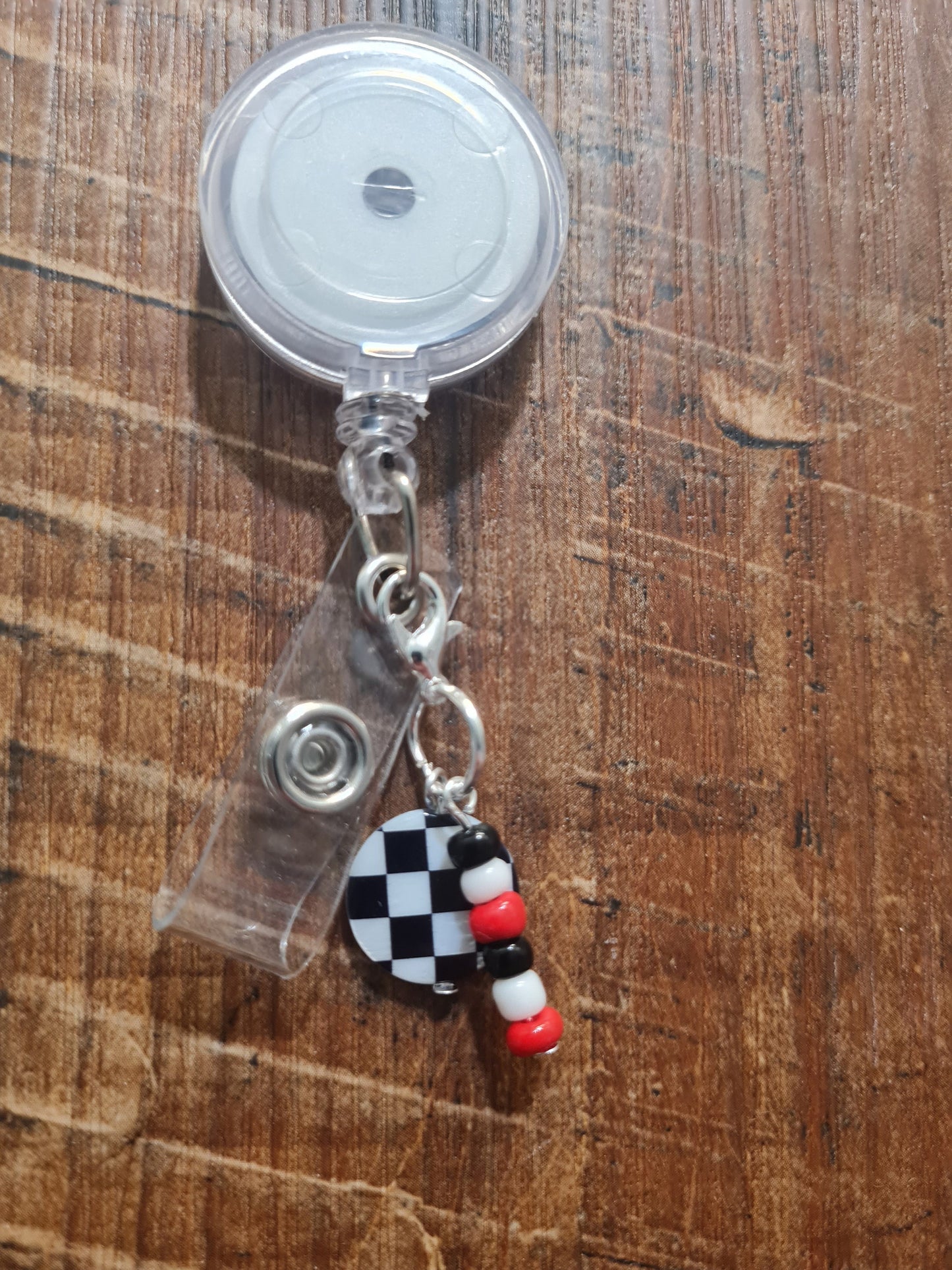 Checkered Flag ~ ID Badge Reel Charm ~ Custom Made ~ Badge Buddy ~ Badge Accessories ~ Racing Charm ~ Nascar ~ Checker Board