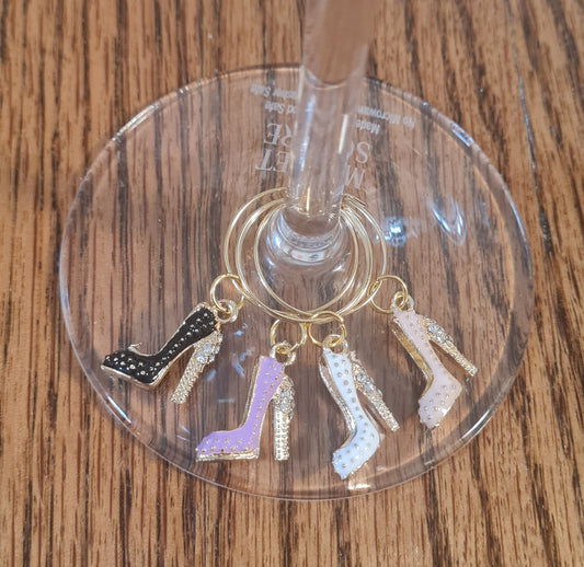 Set of 4 Wine Glass Charms ~ High Heels ~ Stilettos ~ Cocktail Charms ~ Housewarming Gift ~ Bachelorette Party ~ Wedding ~ Wine Charm