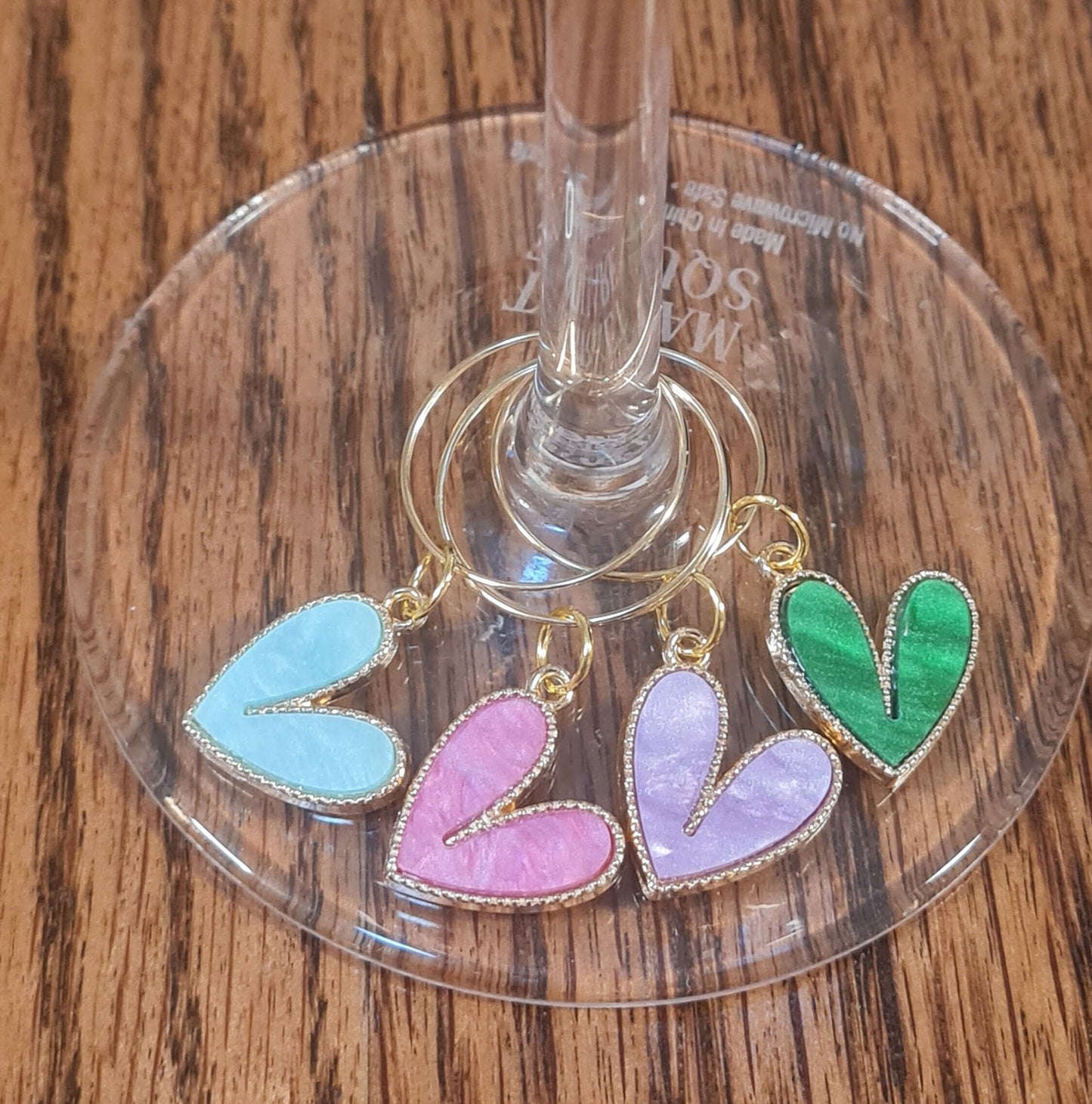 Set of 4 Wine Glass Charms ~ Fun Hearts ~ Cocktail Charms ~ Housewarming Gift ~ Bachelorette Party ~ Wedding ~ Wine Charm