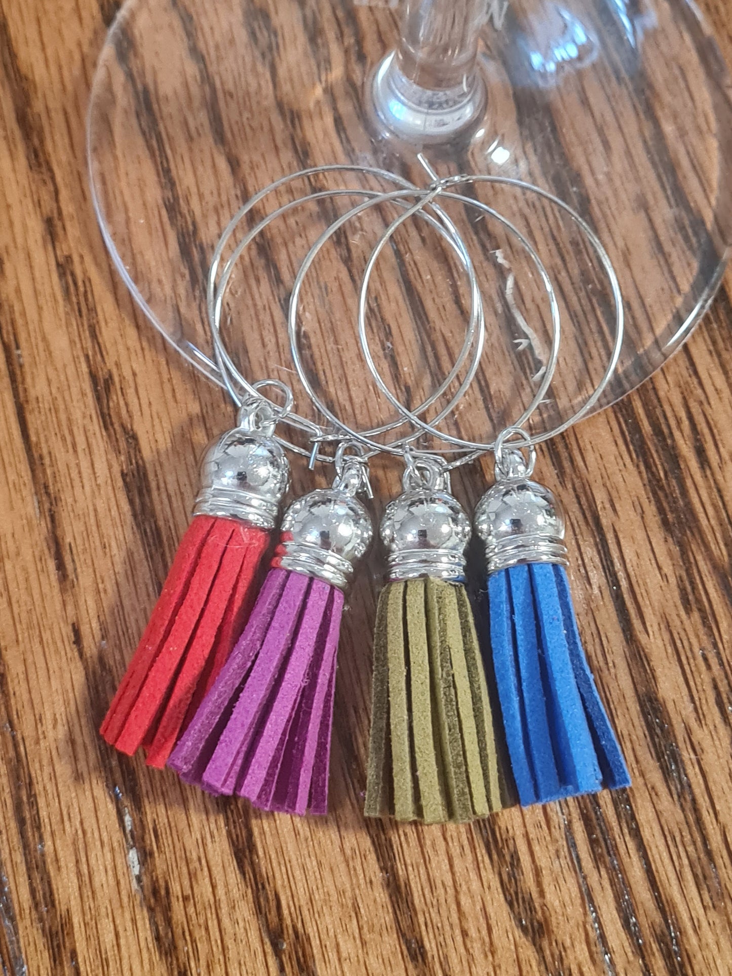 Set of 4 Wine Glass Charms ~ Tassels ~ Tassel ~ Cocktail Charms ~ Housewarming Gift ~ Wedding Gift ~ Wine Charm ~ Bachelorette Party