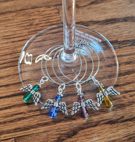 Set of 4 Wine Glass Charms ~ Angels ~ Angel ~ Cocktail Charms ~ Housewarming Gift ~ Wedding Gift ~ Wine Charm