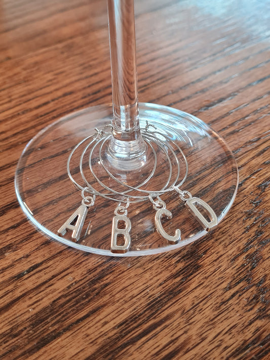 Set of 4 Wine Glass Charms ~ Initial ~ Personalized ~ Cocktail Charms ~ Housewarming Gift ~ Wedding Gift ~ Wine Charm