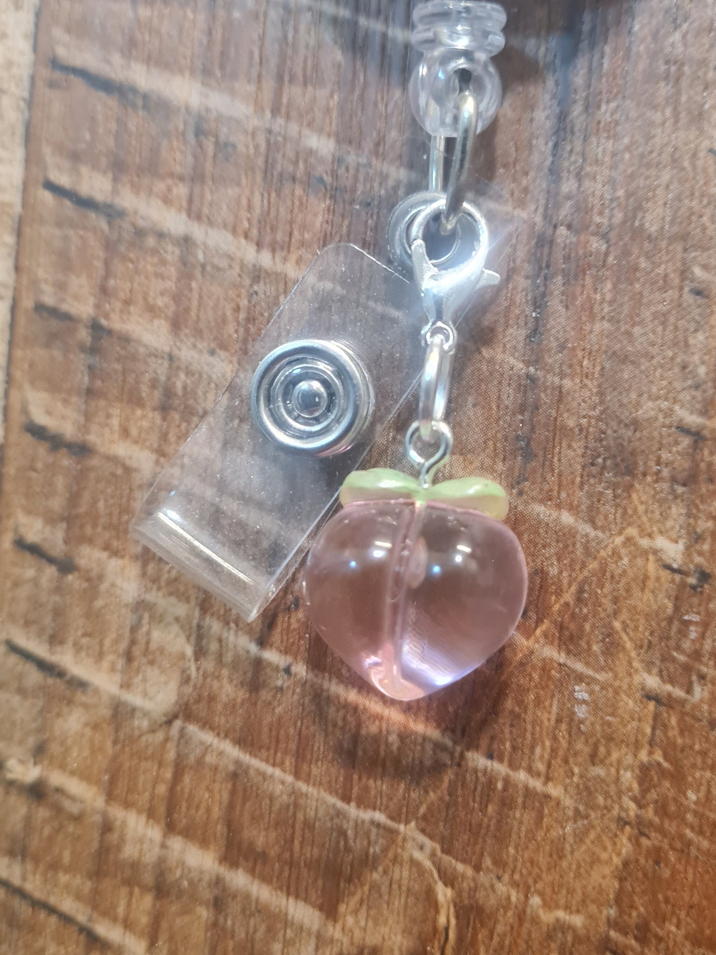 Peach ~ ID Badge Reel Charm ~ Custom Made Charms ~ Badge Buddy ~ Badge Accessories ~ Georgia Peach ~ Peaches