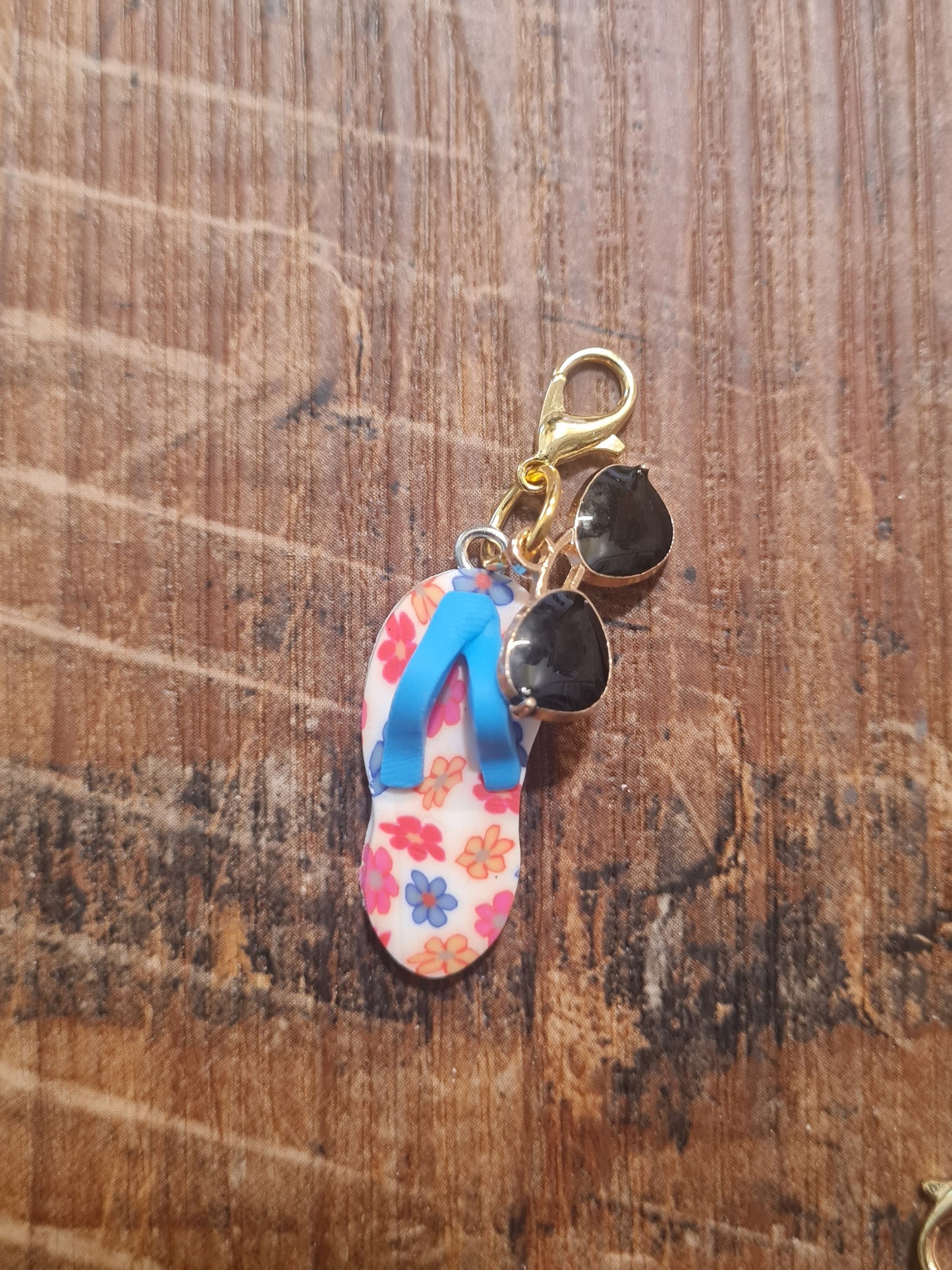 Flip Flops Charm ~ ID Badge Reel Charm ~ Custom Made Charms ~ Badge Buddy ~ Badge Accessories ~ Sunglasses Charm ~ Summertime Charm