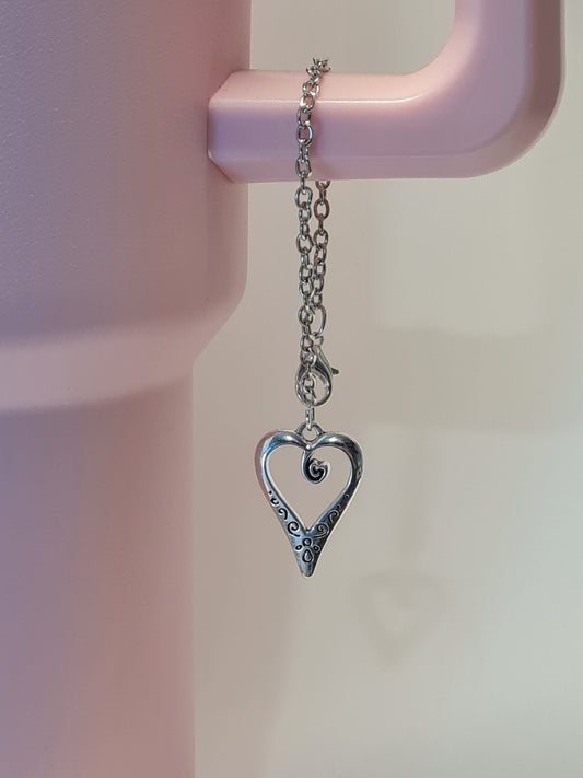 Filigree Heart Tumbler Charm ~ Stanley Cup Charm ~ 40 oz. Cup Charms ~ Cup Charm ~ Cup Handle Charm ~ Cup Accessory ~ Heart Charm
