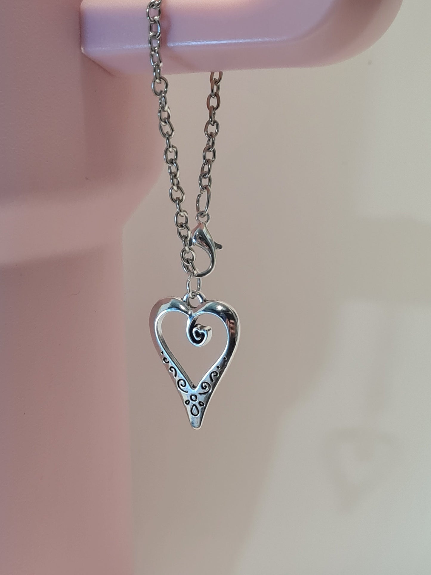 Filigree Heart Tumbler Charm ~ Stanley Cup Charm ~ 40 oz. Cup Charms ~ Cup Charm ~ Cup Handle Charm ~ Cup Accessory ~ Heart Charm