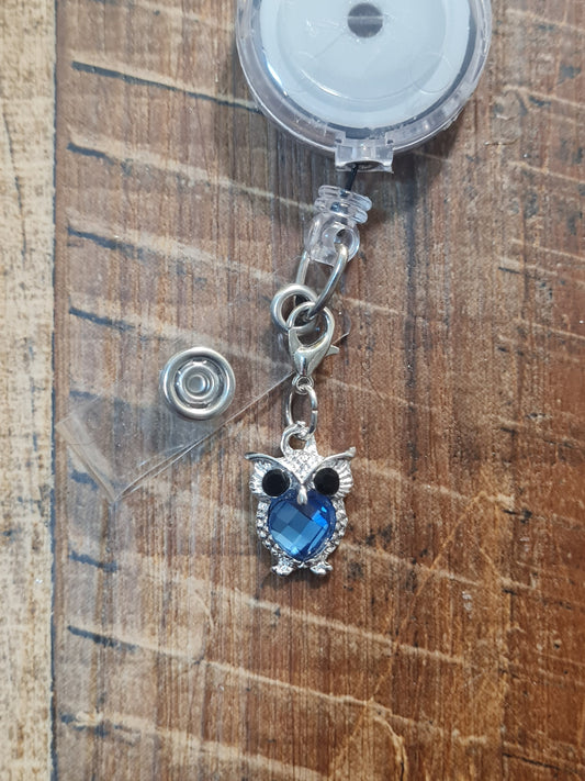 Owl ~ ID Badge Reel Charm ~ Custom Made Charms ~ Badge Buddy ~ Badge Accessories ~ Badge Charm ~ Owl Charm ~ Sparkly Owl Charm ~ Hoot Owl