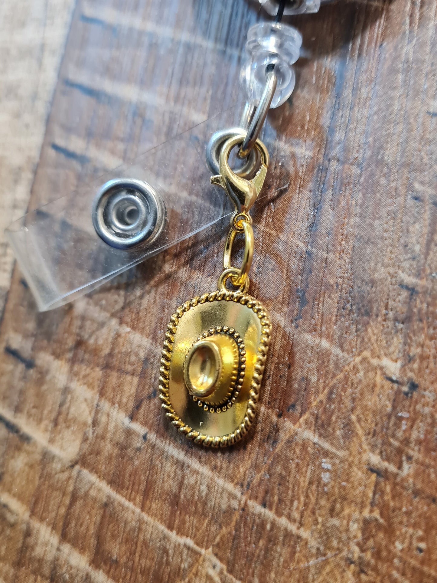 Cowboy Hat ~ ID Badge Reel Charm ~ Custom Made Charms ~ Badge Buddy ~ Badge Accessories