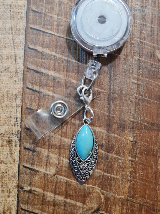 Tribal Themed ~ ID Badge Reel Charm ~ Custom Made Charms ~ Badge Buddy ~ Badge Accessories ~ Native American ~ Turquoise Charm