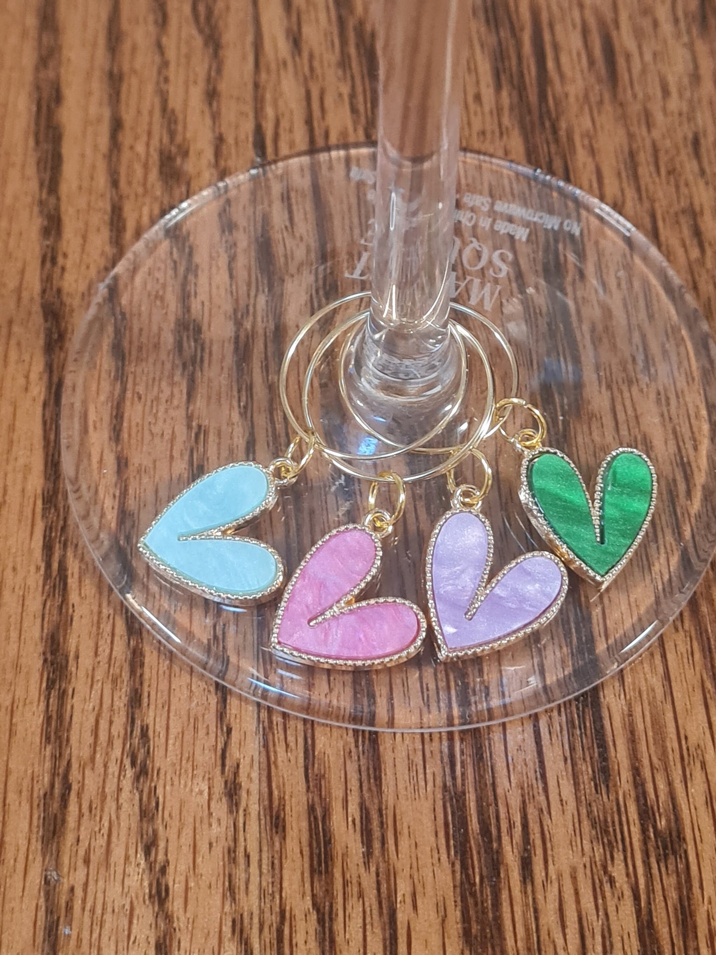 Set of 4 Wine Glass Charms ~ Fun Hearts ~ Cocktail Charms ~ Housewarming Gift ~ Bachelorette Party ~ Wedding ~ Wine Charm