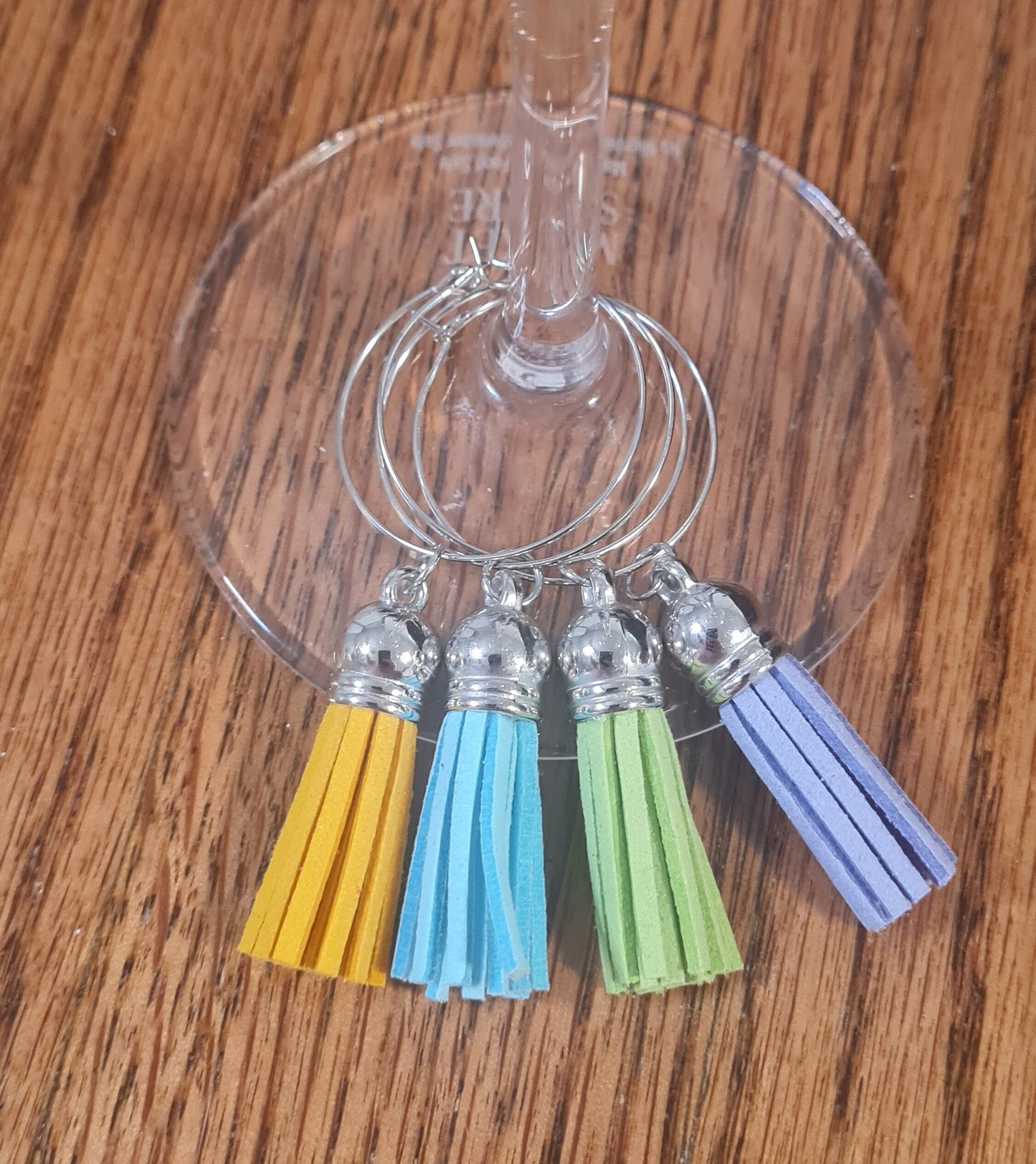 Set of 4 Wine Glass Charms ~ Tassels ~ Tassel ~ Cocktail Charms ~ Housewarming Gift ~ Wedding Gift ~ Wine Charm ~ Bachelorette Party